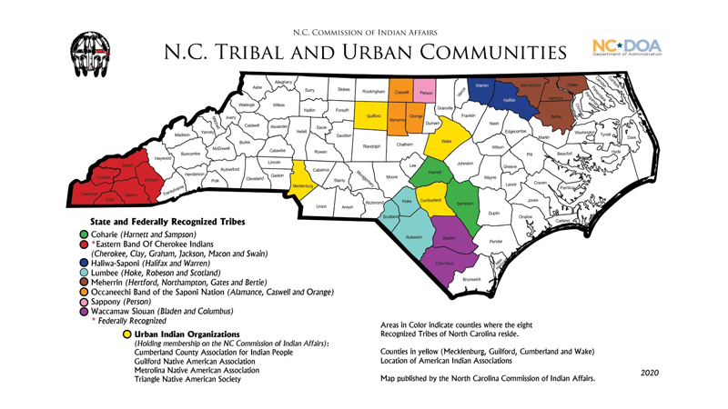 Map of Tribal Territories in North Carolina