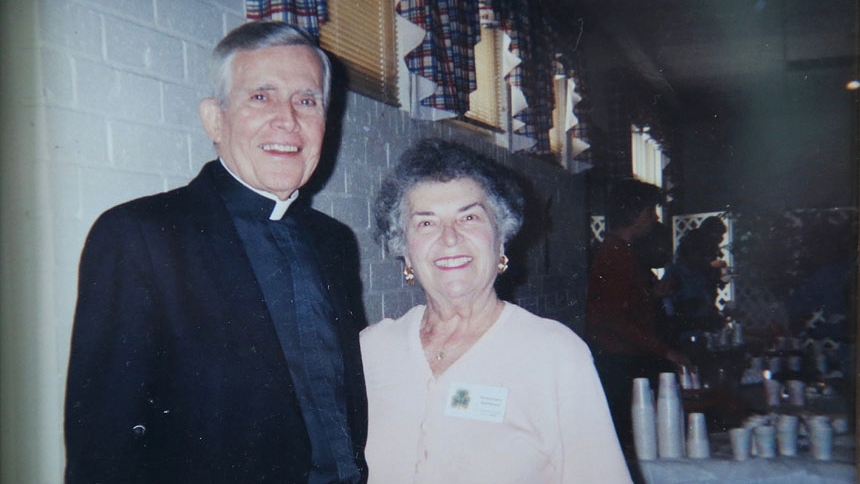 Rose Mary Semenza and Bishop Joe Gossman, who led the Raleigh diocese from 1975 to 2006.