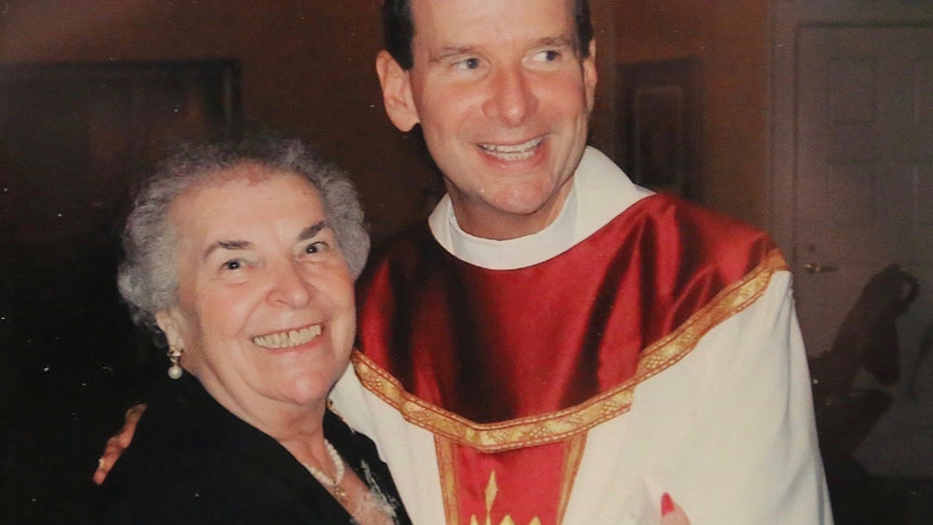Semenza with Bishop Michael Burbidge, who led the Raleigh diocese from 2006 until 2016.