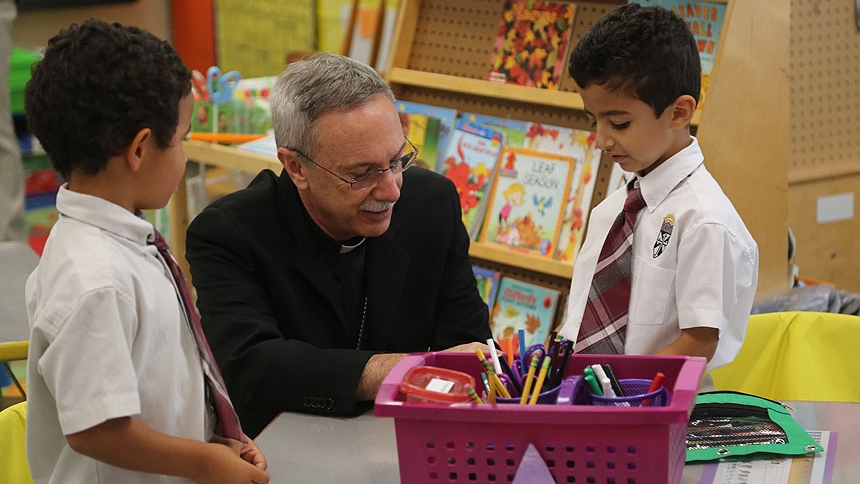 Bishop Zarama visits St. Catherine of Siena School