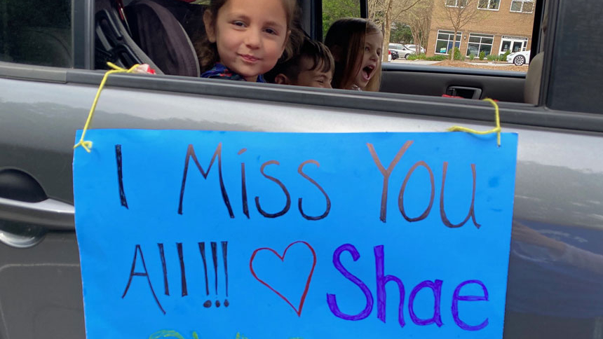 Community raises spirits with preschool “parade” | Diocese of Raleigh