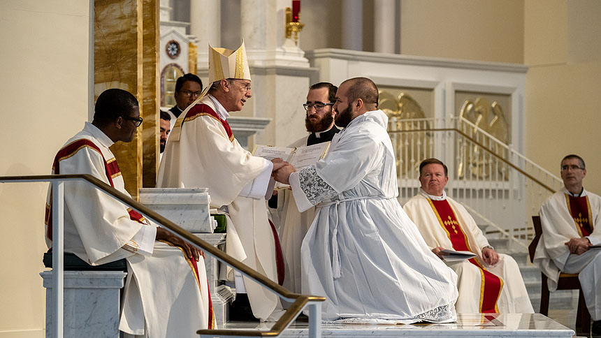 Seminarians Steven DiMassimo and Tyler Sparrow ordained transitional deacons