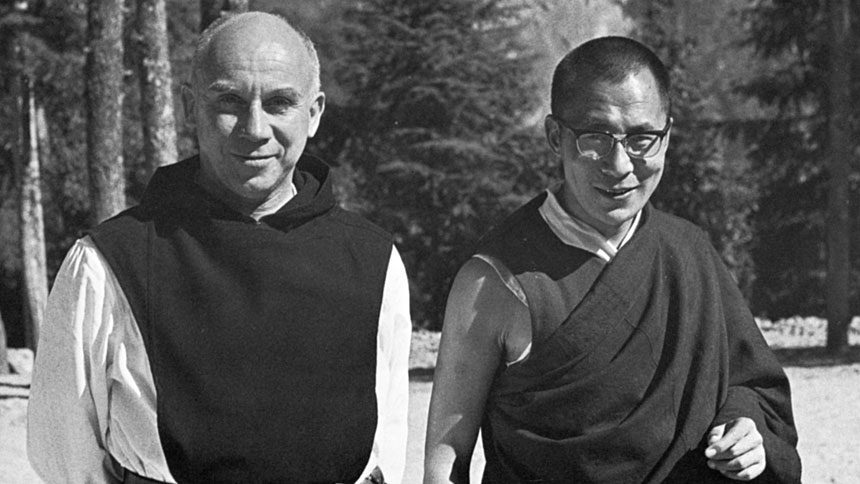 Trappist Father Thomas Merton is pictured with the Dalai Lama in 1968. More than years after his death, Father Merton, the influential Trappist monk who lived and wrote from the Abbey of Gethsemani near Bardstown, Ky., is still helping to draw others nearer to Christ through his writings and the communities they tend to create, said Cistercian Father Lawrence Morey. (CNS photo/Thomas Merton Center at Bellarmine University) 