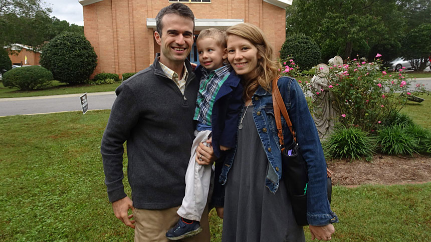 Patrick and Amanda O’Hearn with their oldest son, Jude.