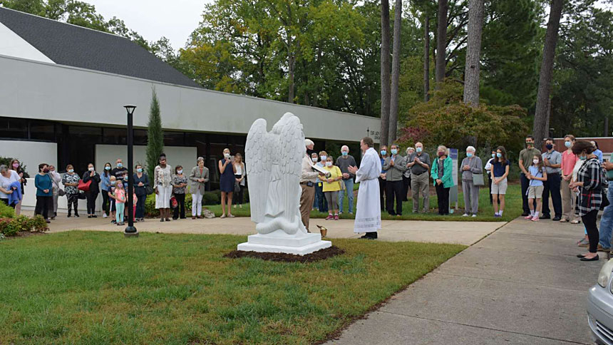 Blessing of St. Michael the Archangel statue at Our Lady of Lourdes, Raleigh