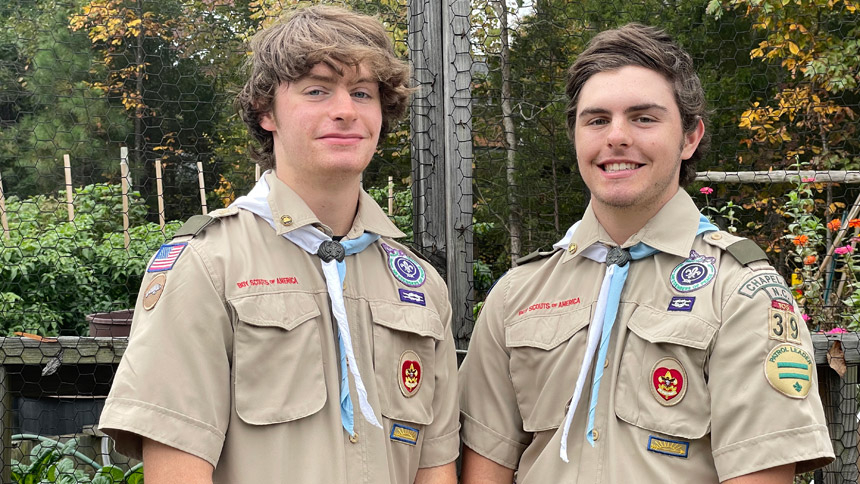 Logan (left) and Trevor McNeil, both 18, have participated in Scouting since 1st grade.