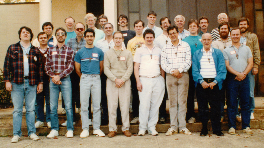 Peter Kilpatrick (front row, third from right) participated in retreats with the St. Michael Church community while he lived in the Raleigh area between 1983 and 2007.