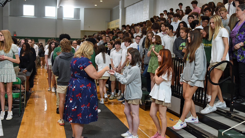 Gibbons welcomes bishop for all-school Mass