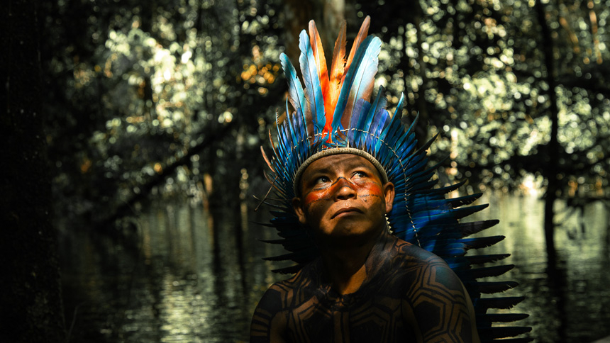 Cacique Dadá, leader of the Novo Lugar community of the Borarí people, in Maró Indigenous Territory, Pará, Brazil