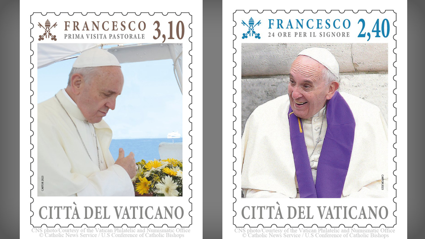 Vatican stamps commemorate pope's 10th anniversary (CNS photo/Courtesy of the Vatican Philatelic and Numismatic Office)