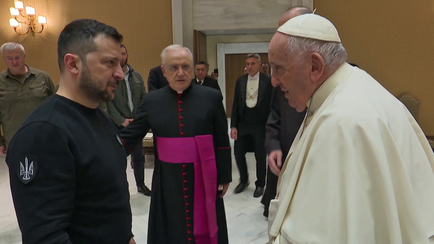 Ukrainian President asks Pope to join his peace proposal during whirlwind trip to Italy