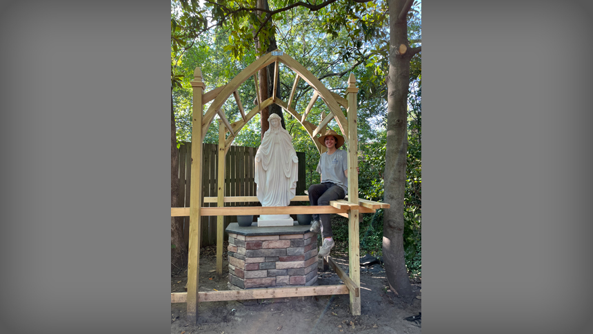 ECU grad completes outdoor project at Newman Center