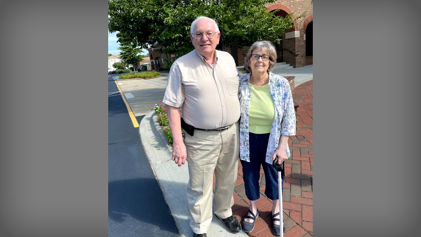 Harry Doody, pictured with his wife Kathleen, enjoys the history of his parish, St. Patrick In Fayetteville. (Courtesy of Harry Doody)