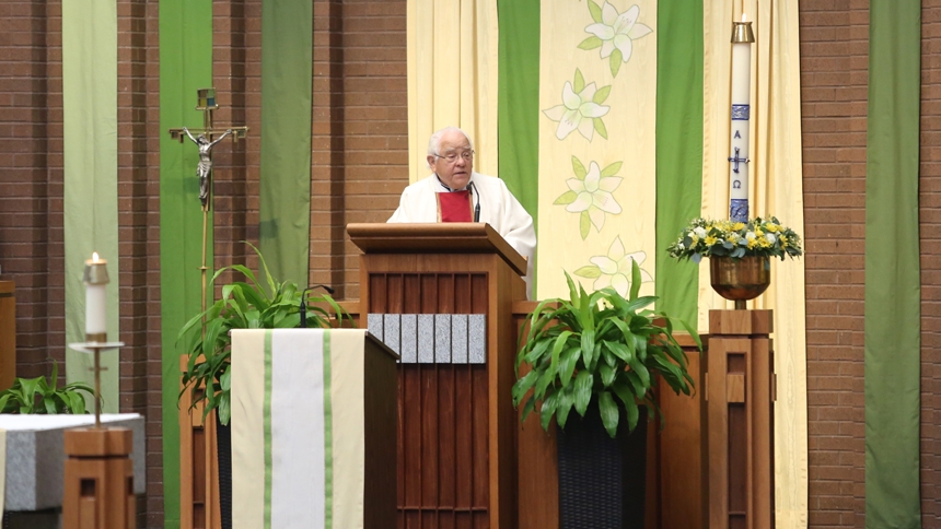 Monsignor Gerald Lewis, pictured in 2021, had an affinity for Church history and served as director of the diocesan archives before his death in December of 2024.