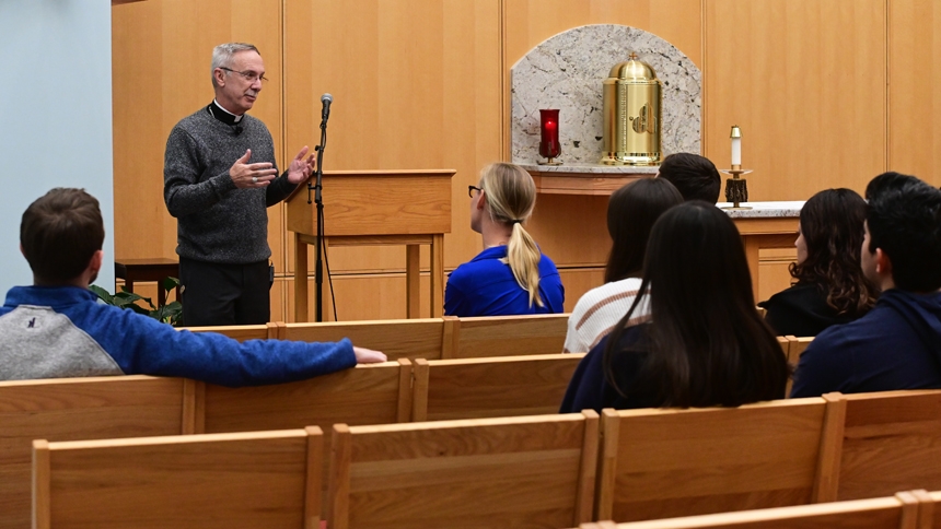 Bishop meets with Frassati Young Adult Group for Q&A in Apex