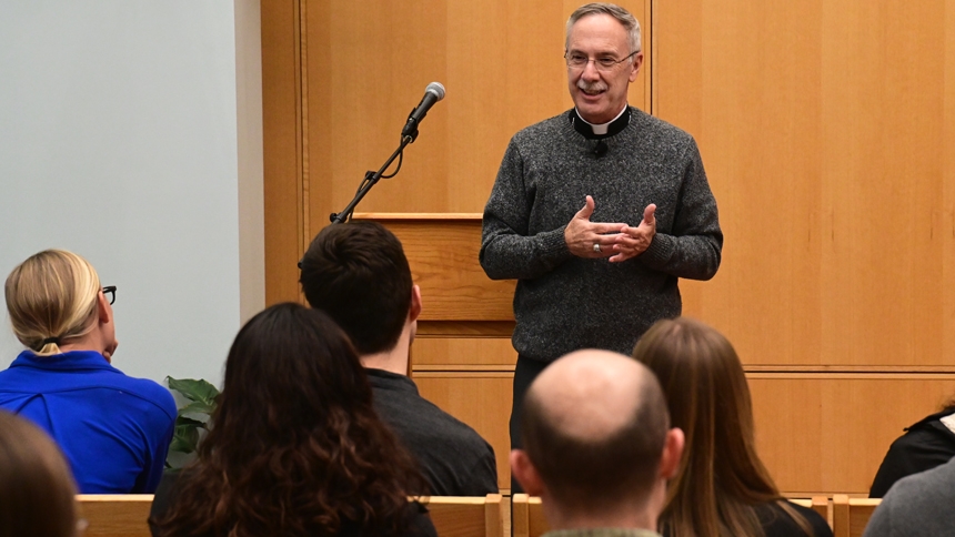 Bishop meets with Frassati Young Adult Group for Q&A in Apex