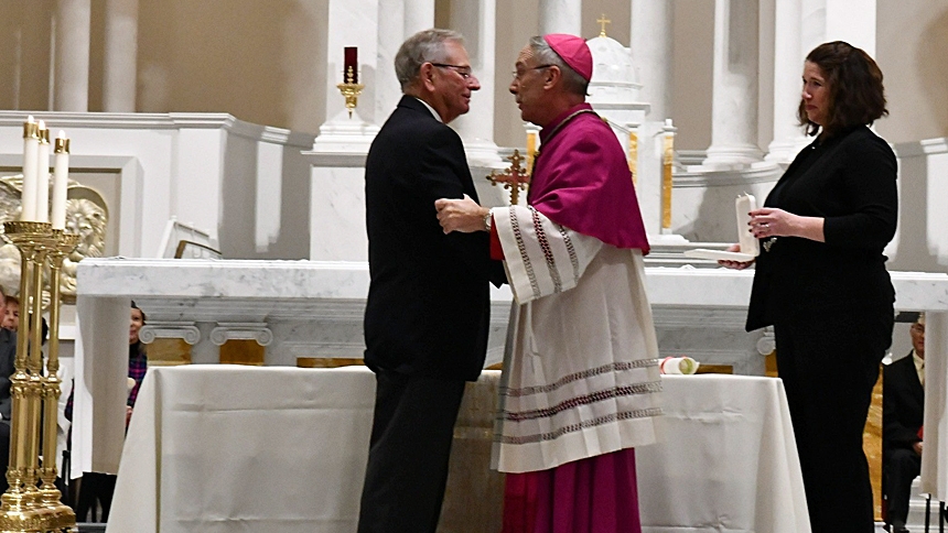 Prison ministry volunteer Deacon Michael Vandiver receives Benemerenti Medal