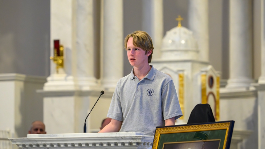 8th graders gather at the cathedral