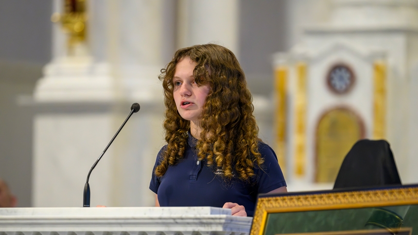 8th graders gather at the cathedral