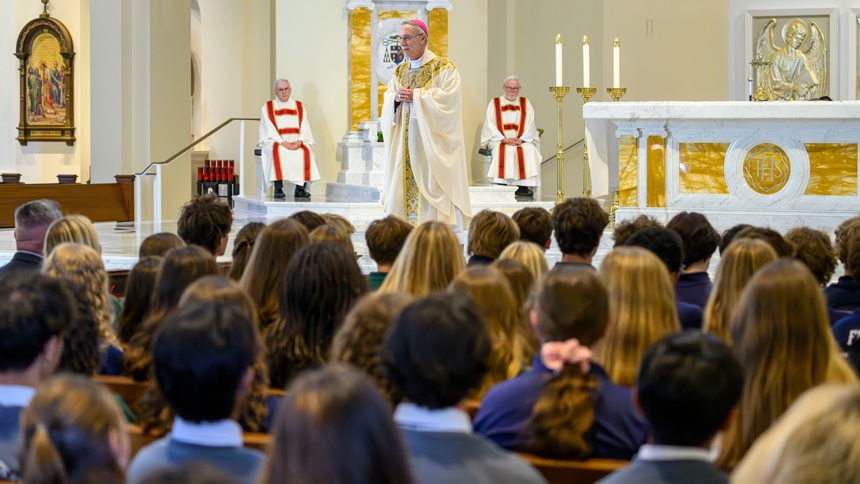 8th graders gather at the cathedral