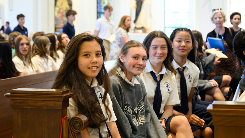 8th graders gather at the cathedral