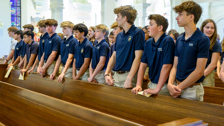8th graders gather at the cathedral