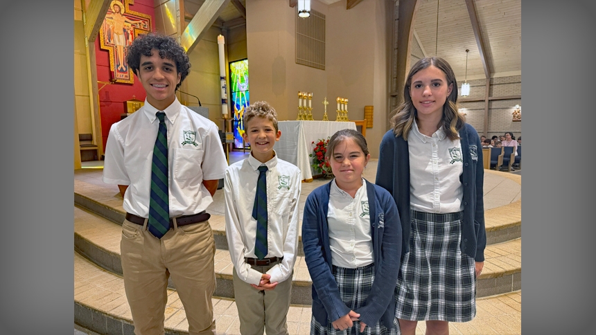 Bishop visits St. Peter School in Greenville