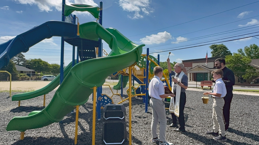 Bishop visits St. Peter School in Greenville