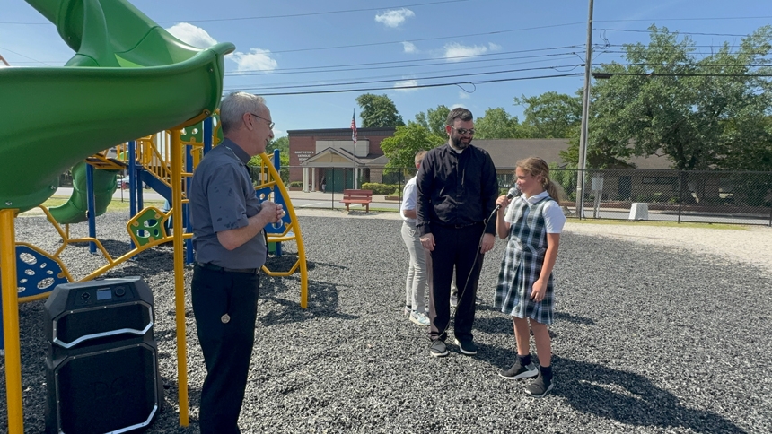 Bishop visits St. Peter School in Greenville