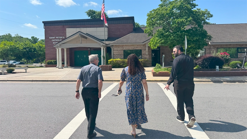 Bishop visits St. Peter School in Greenville