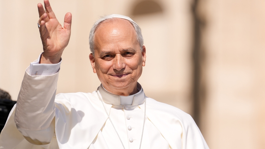 Pope Leo XIV greets visitors and pilgrims from the popemobile as he rides around St. Peter's Square at the Vatican before his weekly general audience June 4, 2025. (CNS photo/Lola Gomez)