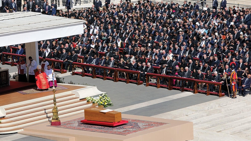 World leaders and dignitaries at the funeral Mass celebration for Pope Francis in Rome.