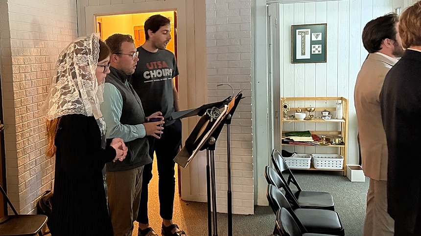 'One foot in Heaven': Bishop inspires students during visit to ECU Newman Center
