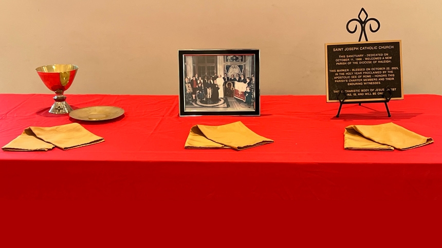 Historical items were on display Oct. 22 at St. Joseph Church in Raleigh. The parish held an event that honored the jubilee year and 25th anniversary of seven diocesan priests being named prelates of honor with the title monsignor. 