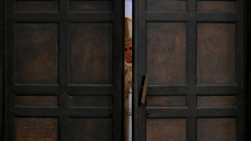 Pope Leo XIV closes the Holy Door at St. Peter's Basilica at the Vatican Jan. 6, 2026, marking the end of the Holy Year. (CNS photo/Vatican Media)