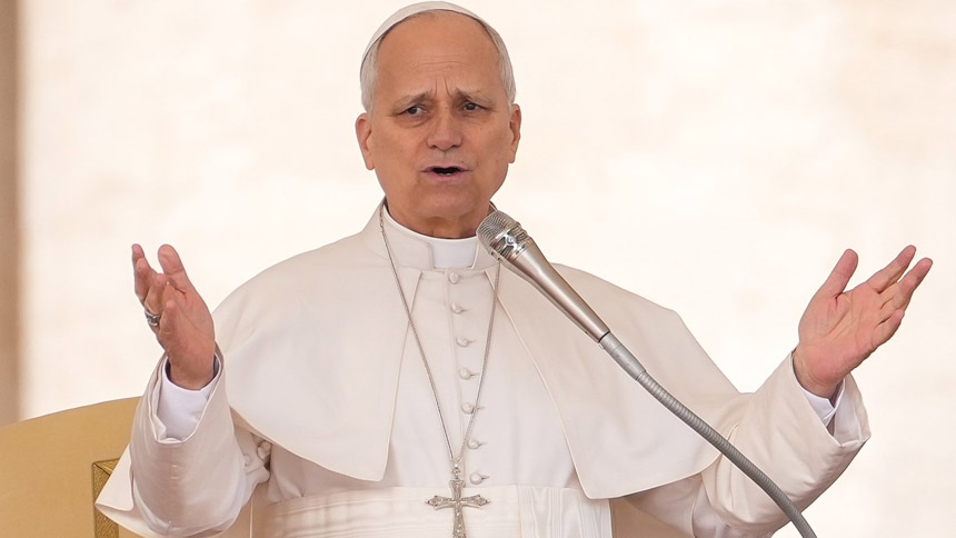 Pope Leo XIV greets pilgrims at the start of his weekly general audience in St. Peter’s Square at the Vatican March 11, 2026. (CNS photo/Lola Gomez)