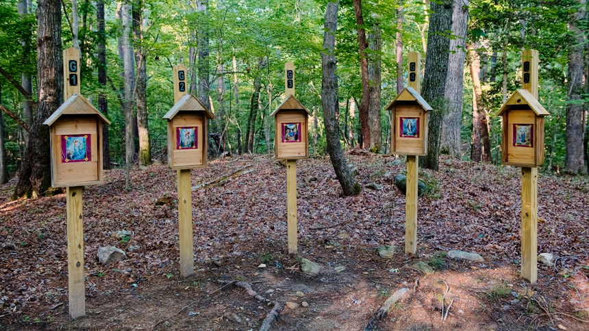 The outdoor prayer garden, known as the grotto, on the grounds of St. Luke Parish in Raleigh. 