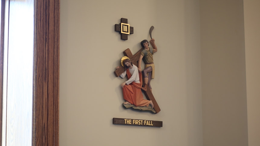 A station inside the new church building, which was dedicated in 2025,  for Hampstead’s All Saints Parish. 