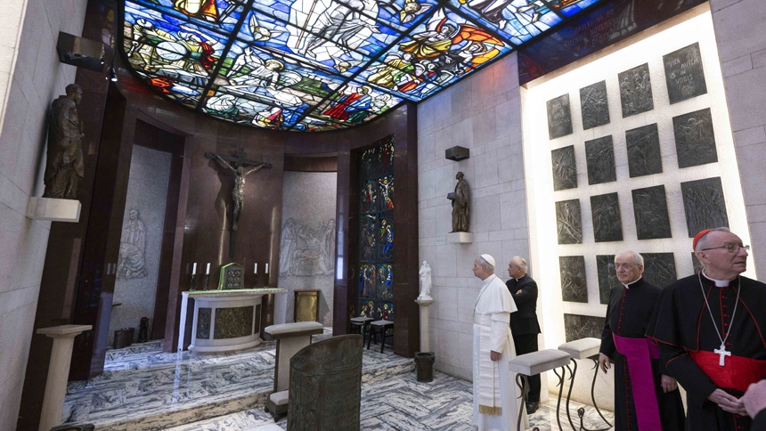 He moves into the newly renovated apartments traditionally set aside for the pope in the Apostolic Palace with a small number of his confreres to continue the community-focused style of the Augustinian order. In the photo, he visits the chapel May 11, 2025, before the renovations. (CNS photo/Vatican Media)