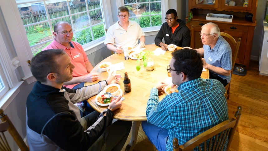 Journeymen gather July 23 in Cary. Each gathering includes unstructured time for dinner and conversation.