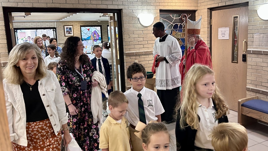 Bishop blesses new space for St. Peter preschoolers