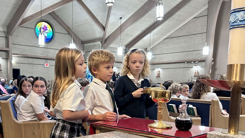 Bishop blesses new space for St. Peter preschoolers