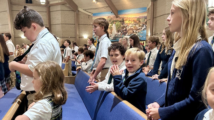 Bishop blesses new space for St. Peter preschoolers