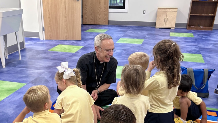 Bishop blesses new space for St. Peter preschoolers