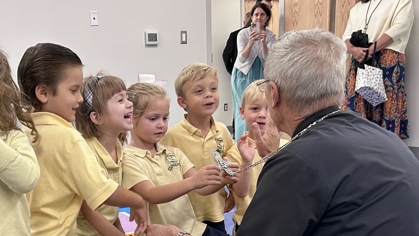 Bishop blesses new space for St. Peter preschoolers