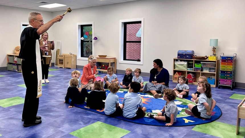 Bishop blesses new space for St. Peter preschoolers
