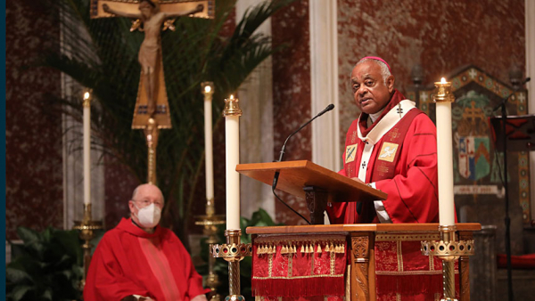 Washington Archbishop Wilton D. Gregory preaches his homily during an Aug. 28, 2020, Mass of Peace and Justice at the Cathedral of St. Matthew the Apostle, marking the 57th anniversary of the 1963 March on Washington for Jobs and Freedom. (CNS photo/Andrew Biraj, Catholic Standard)
