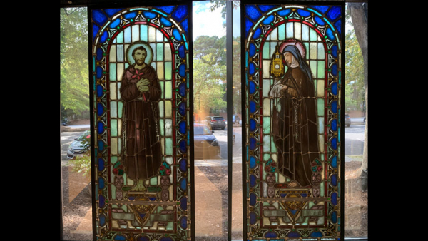 Restored windows installed in chapel