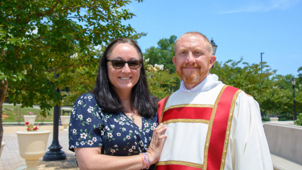 Deacon Josh Klickman with his wife, Trish, at his ordination to the permanent diaconate in June 2020.
