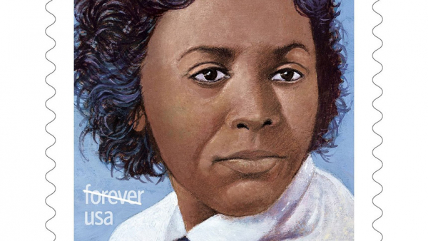 Edmonia Lewis, an African American and Native American sculptor who was Catholic, is honored on a stamp as part of the U.S. Postal Service's Black Heritage series, set for release Jan. 26, 2022. (CNS photo/courtesy U.S. Postal Service)